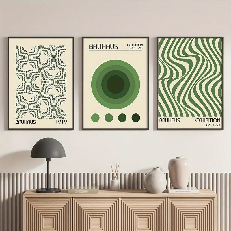 Green Bauhaus Geometric Art Prints