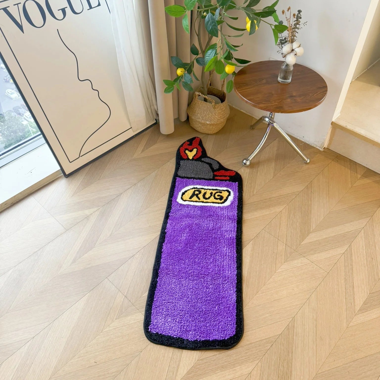 Purple Lighter Shaped Tufted Rug