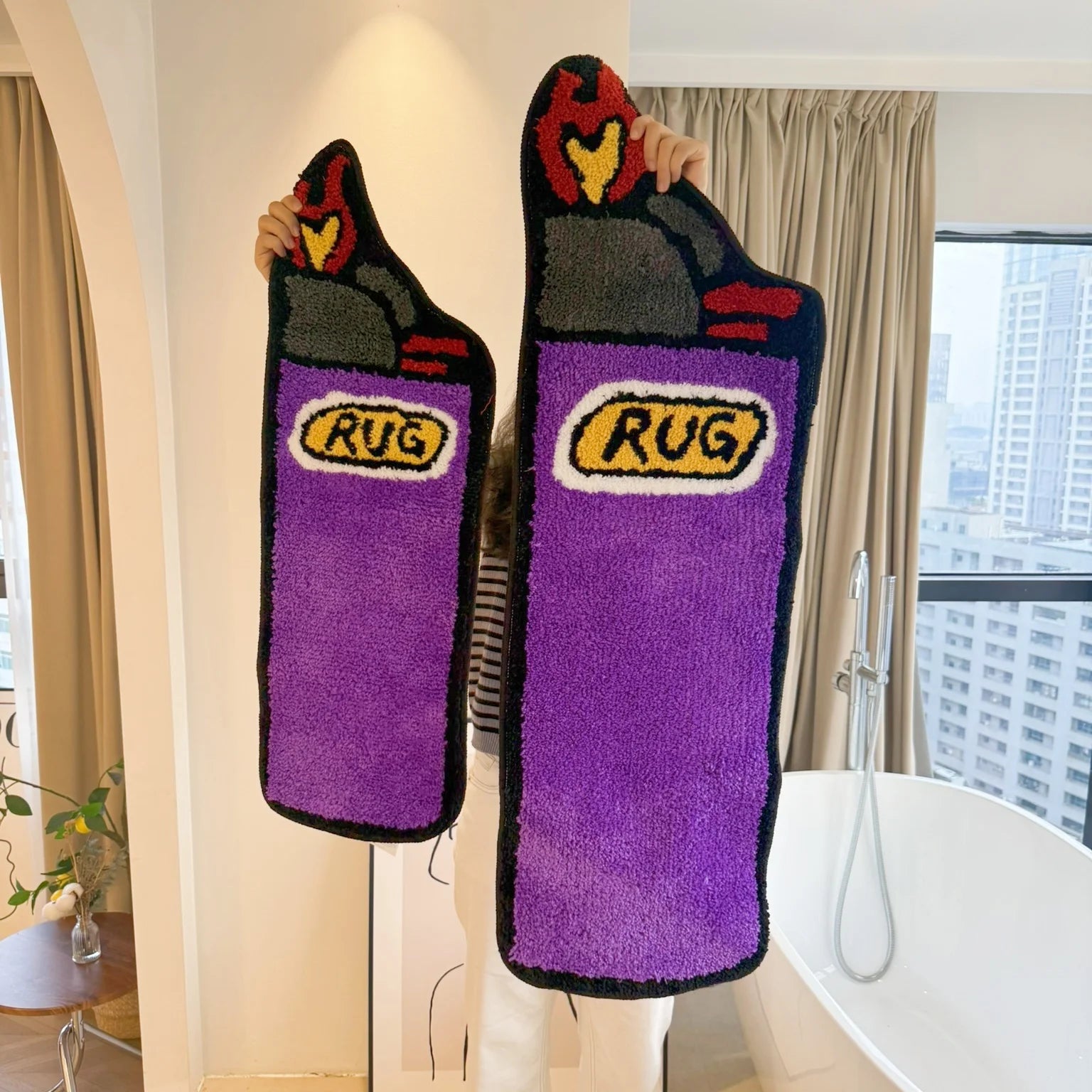 Purple Lighter Shaped Tufted Rug