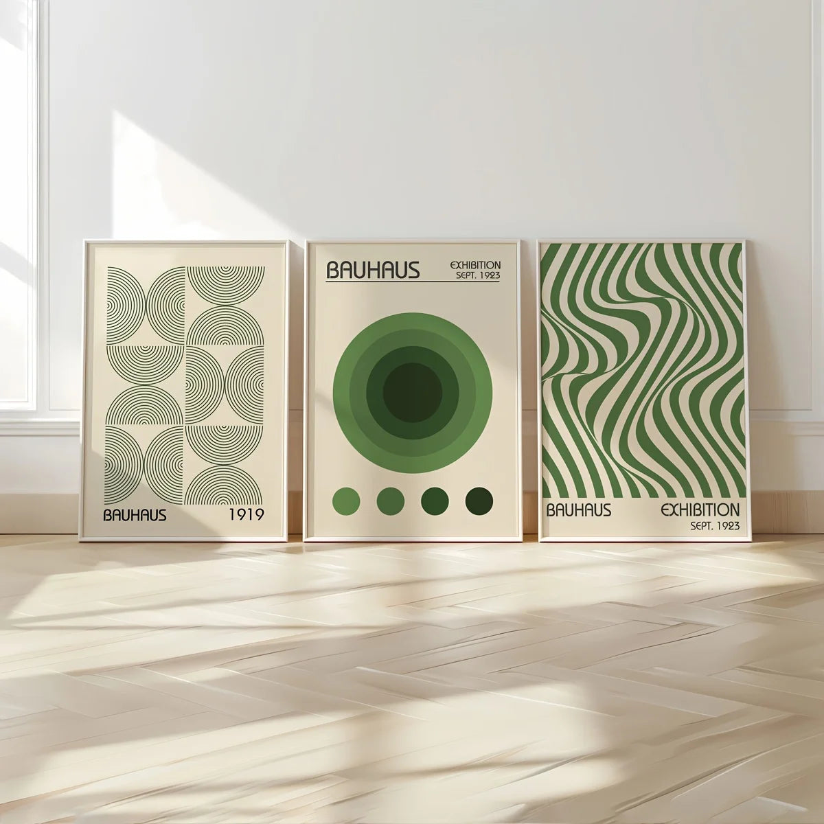 Green Bauhaus Geometric Art Prints