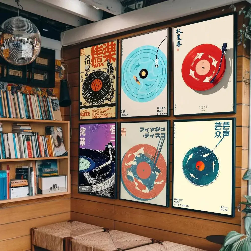 Retro Japanese Vinyl Record Art Print - Red