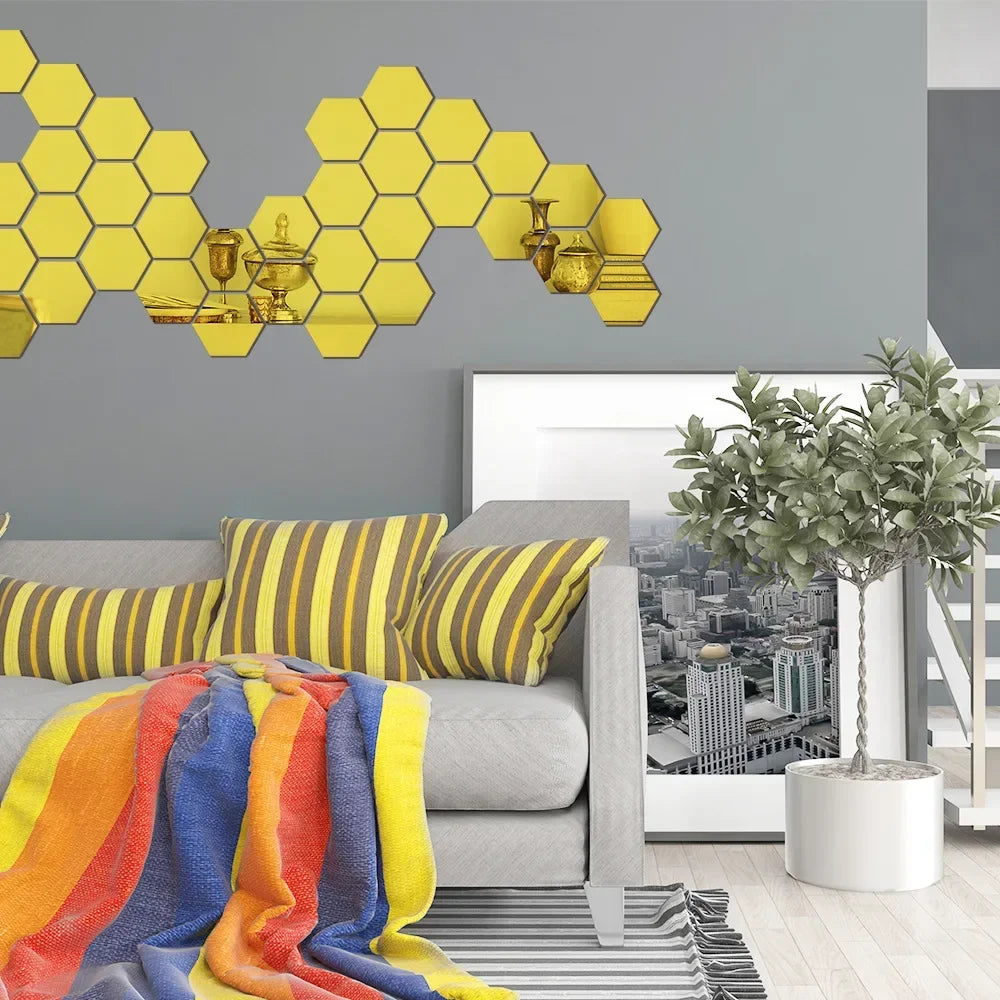 Hexagon 3D Mirror Wall Stickers