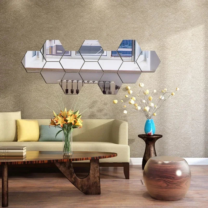Hexagon 3D Mirror Wall Stickers