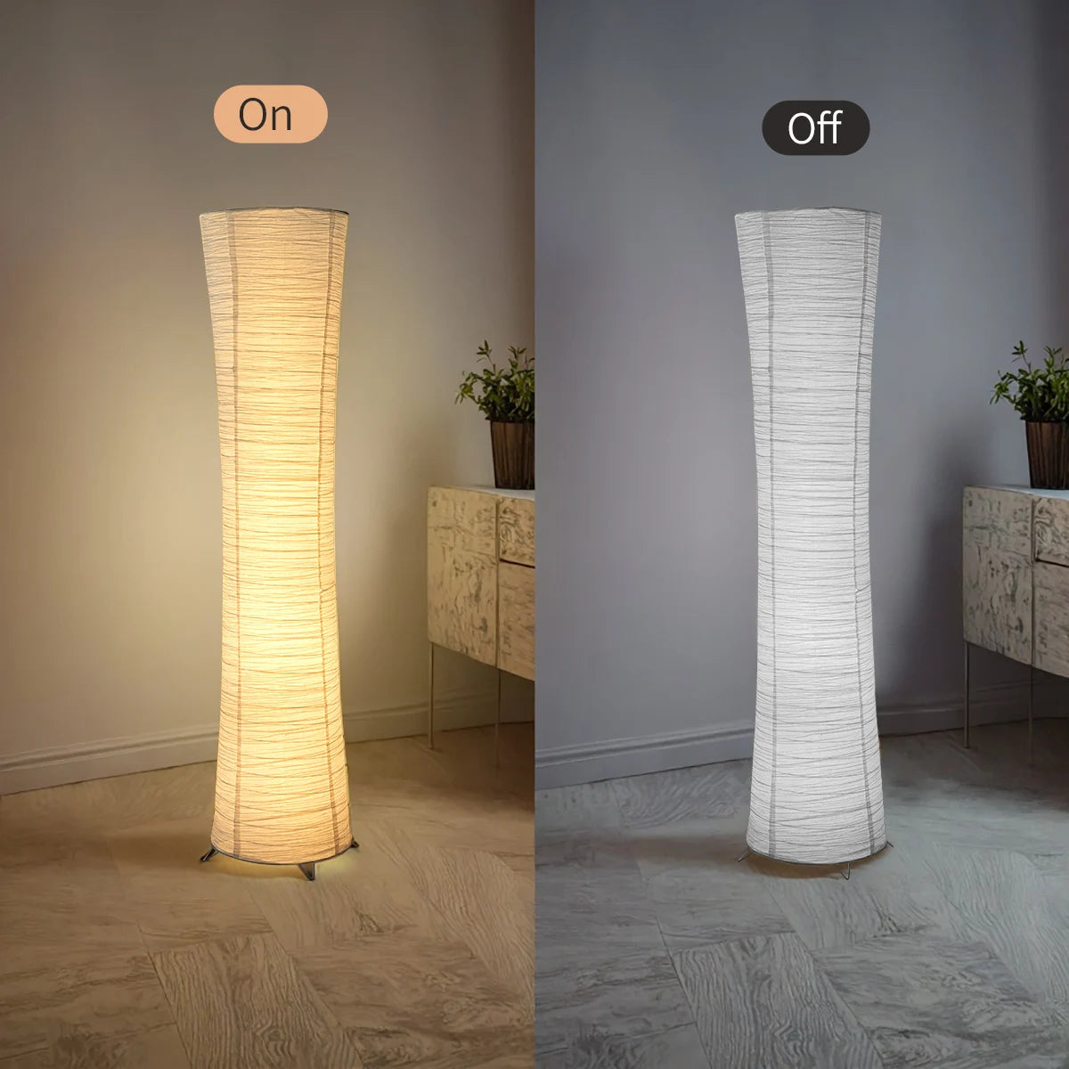 Paper Floor Lamp with Chrome Stand