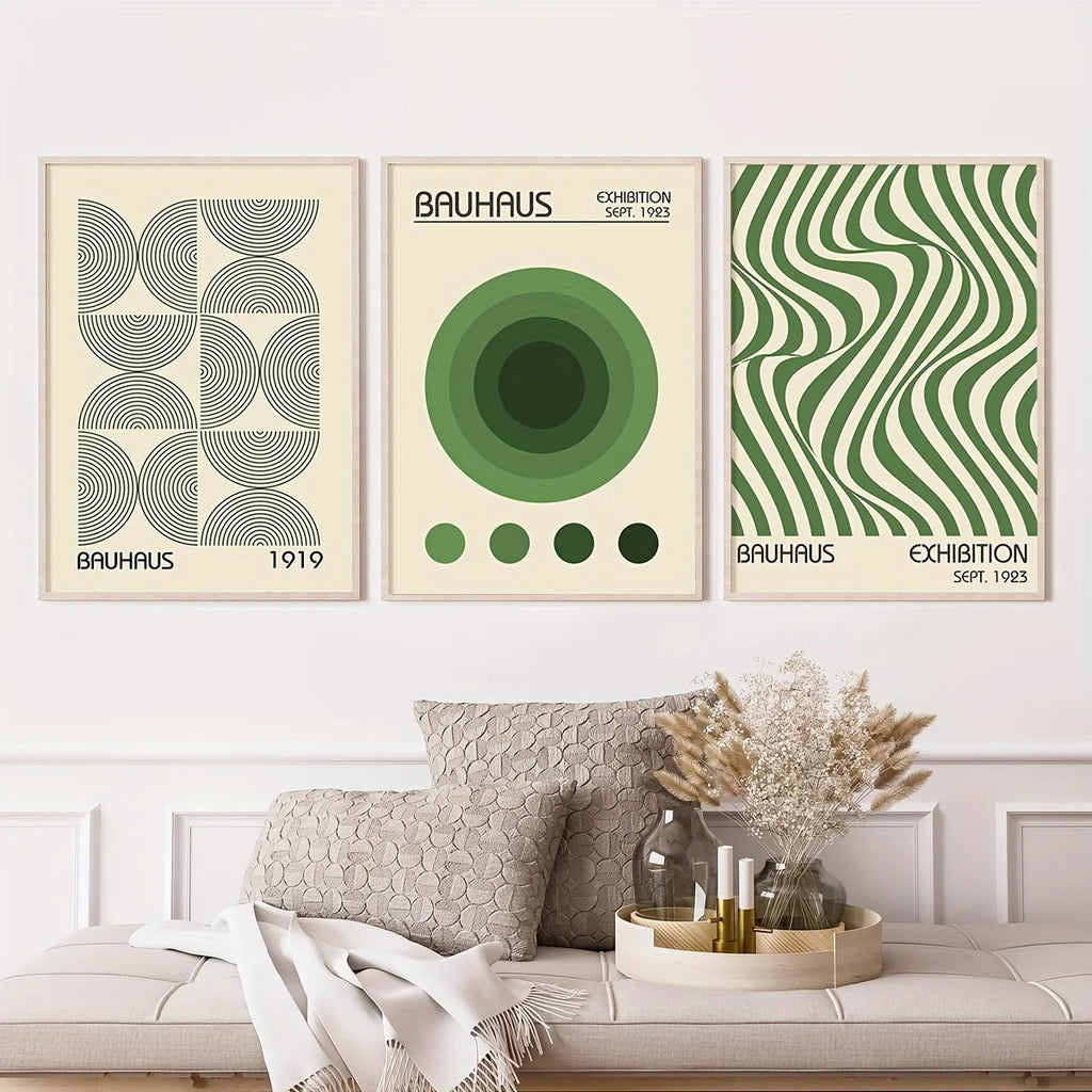 Green Bauhaus Geometric Art Prints