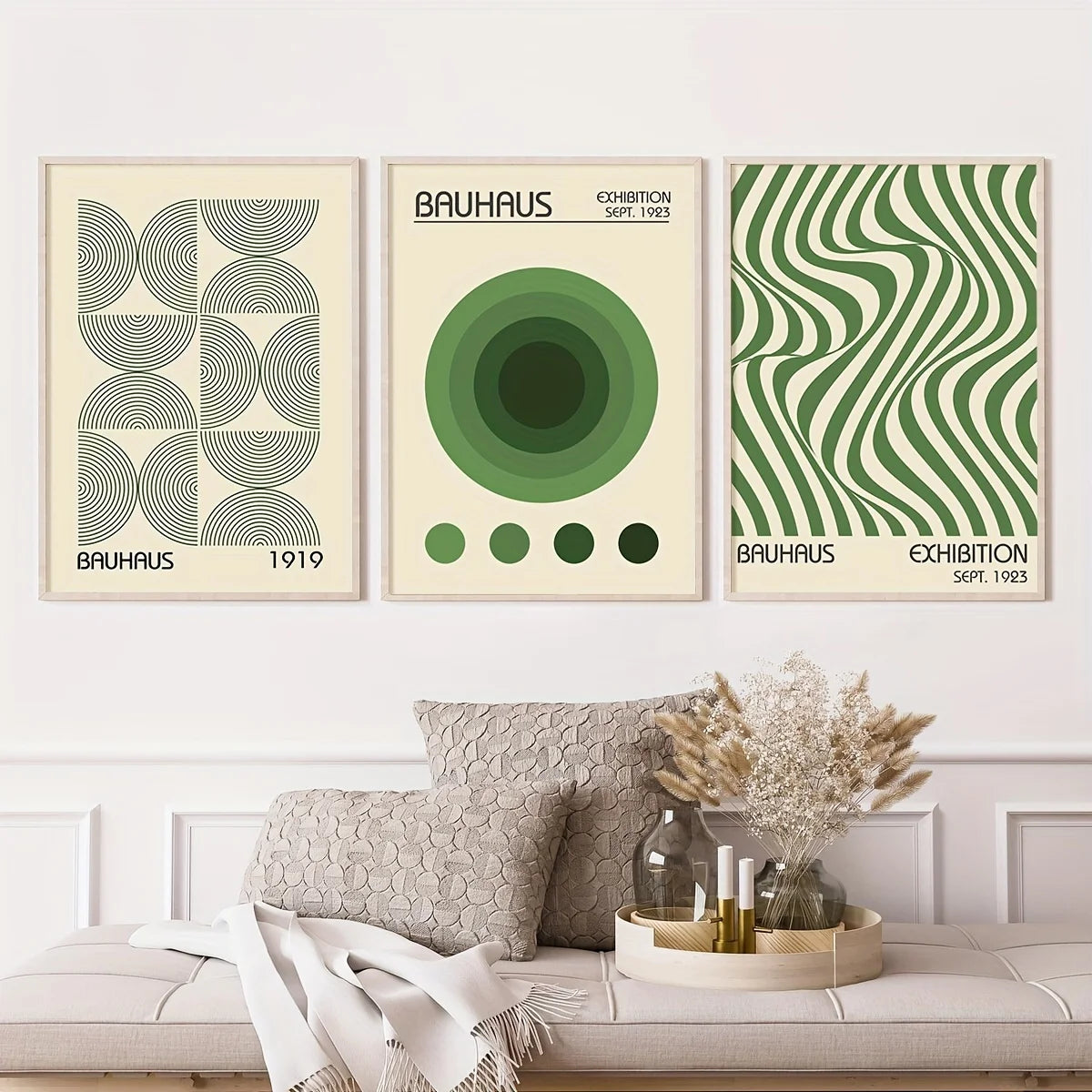 Green Bauhaus Geometric Art Prints