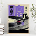 Retro Japanese Vinyl Record Art Print - Purple Writing