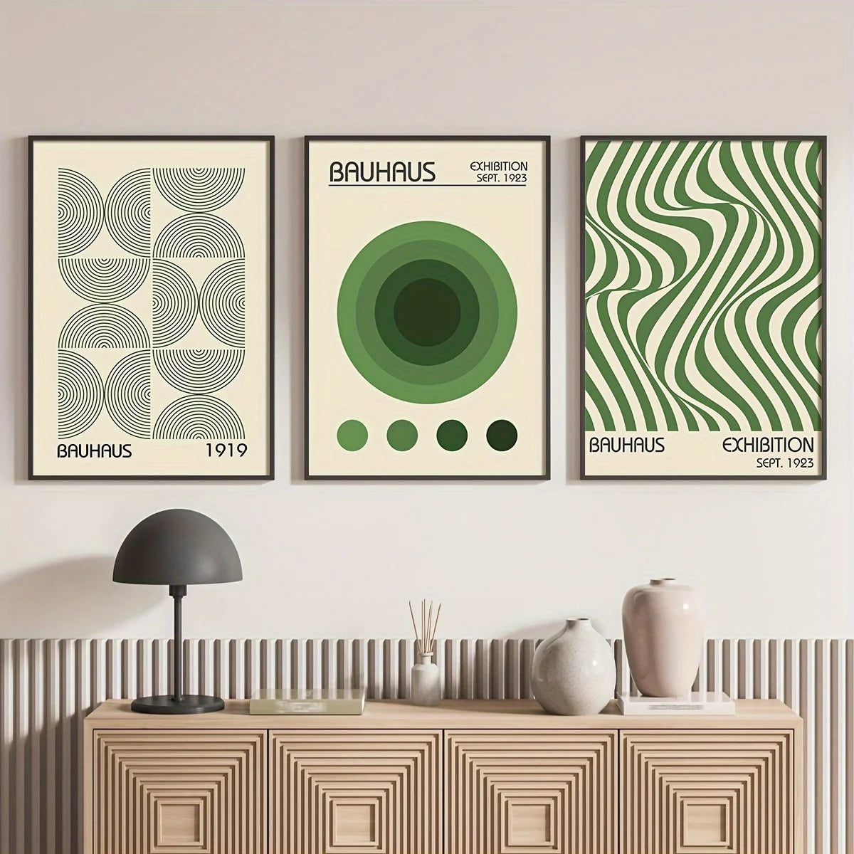 Green Bauhaus Geometric Art Prints