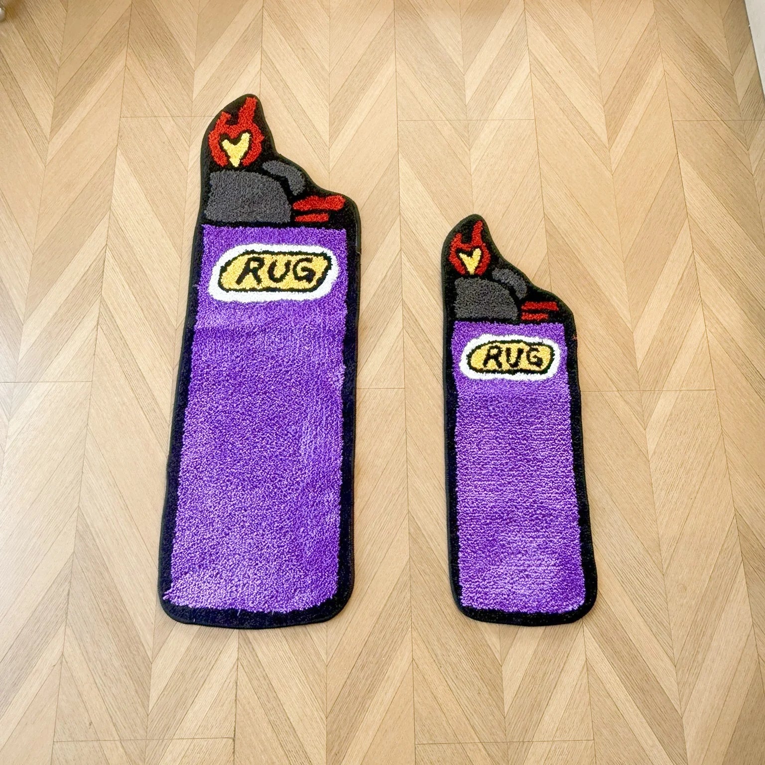 Purple Lighter Shaped Tufted Rug