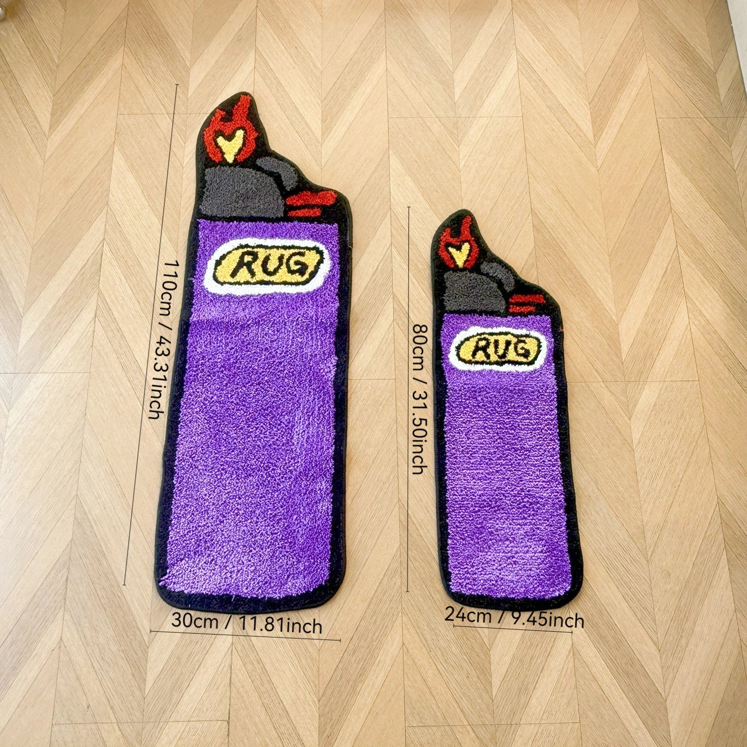 Purple Lighter Shaped Tufted Rug
