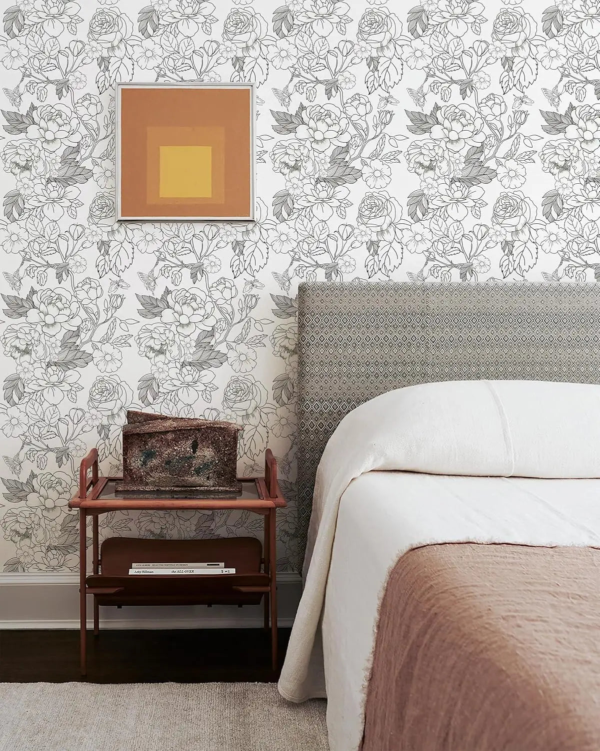 Black & White Leaf Peel & Stick Wallpaper