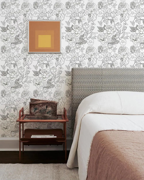 Black & White Leaf Peel & Stick Wallpaper
