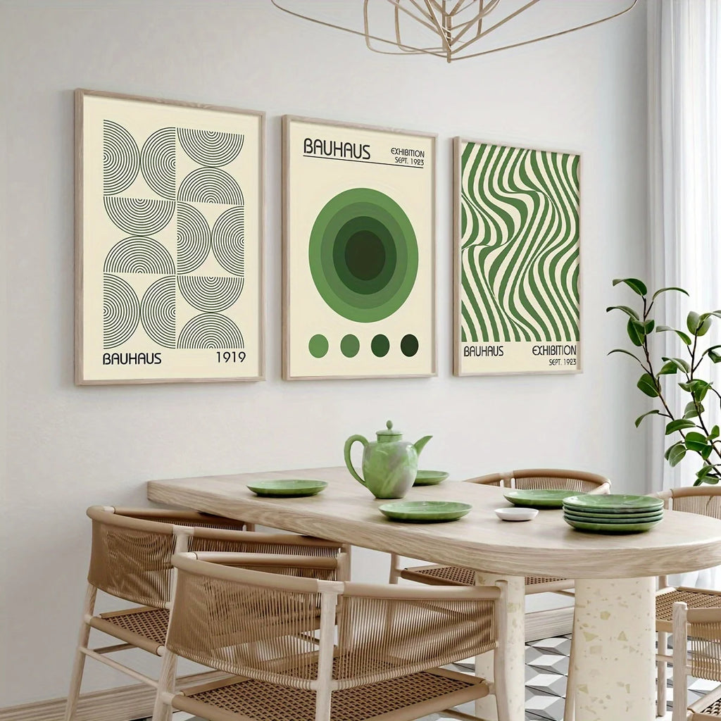Green Bauhaus Geometric Art Prints