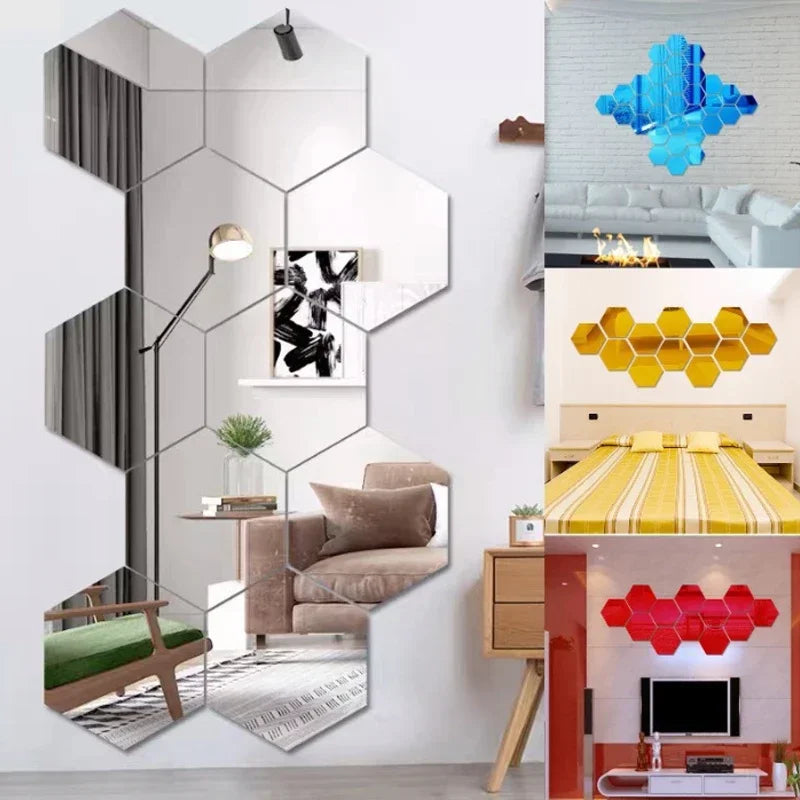 Hexagon 3D Mirror Wall Stickers