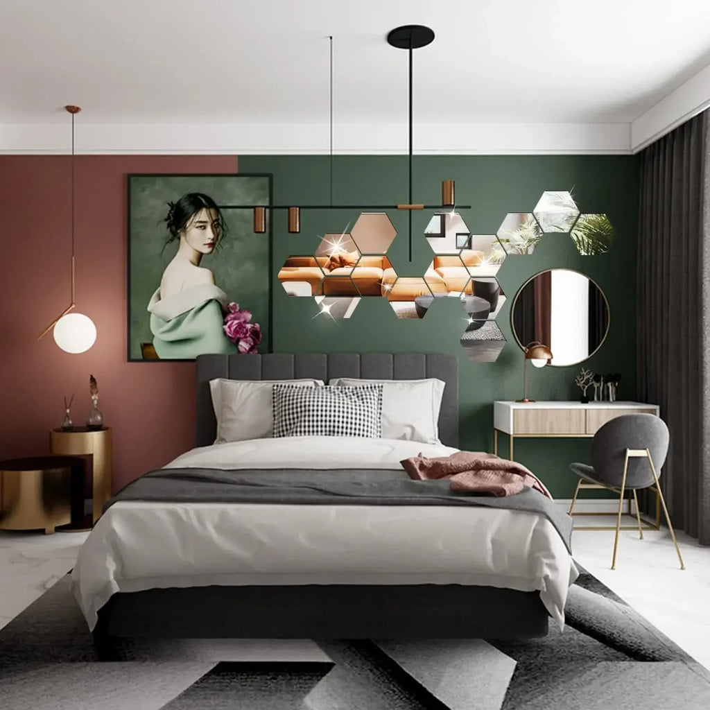 Hexagon 3D Mirror Wall Stickers