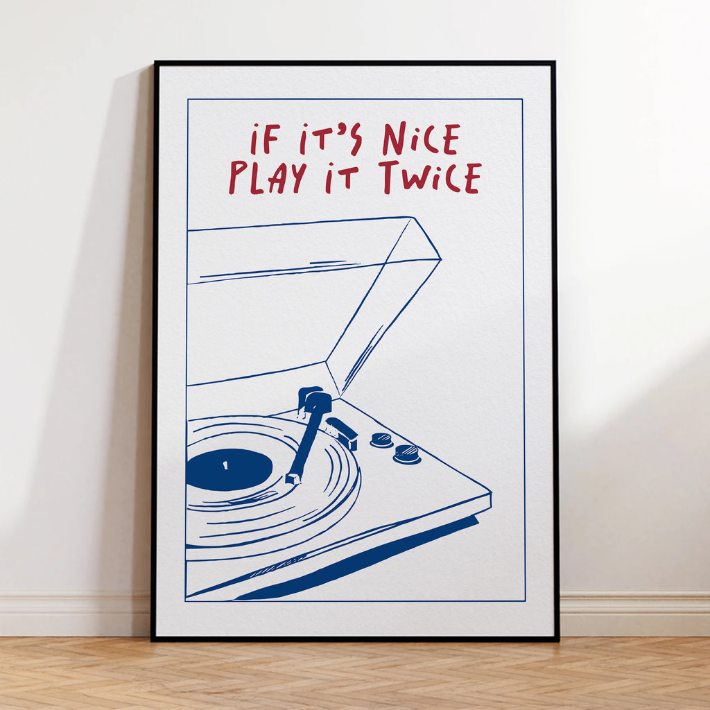 Modern Music "Play It Twice" Retro Groovy Art Print