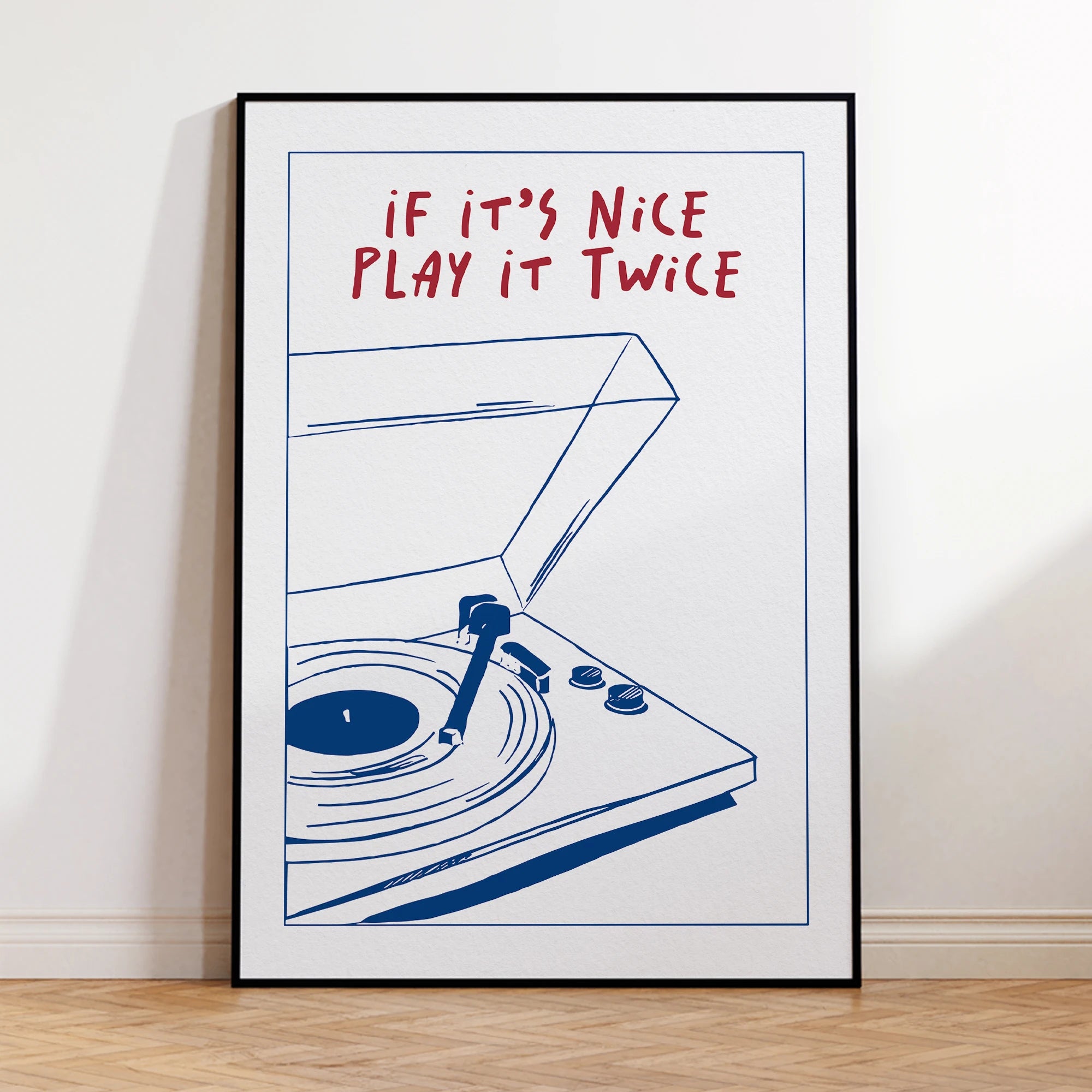 Modern Music "Play It Twice" Retro Groovy Art Print