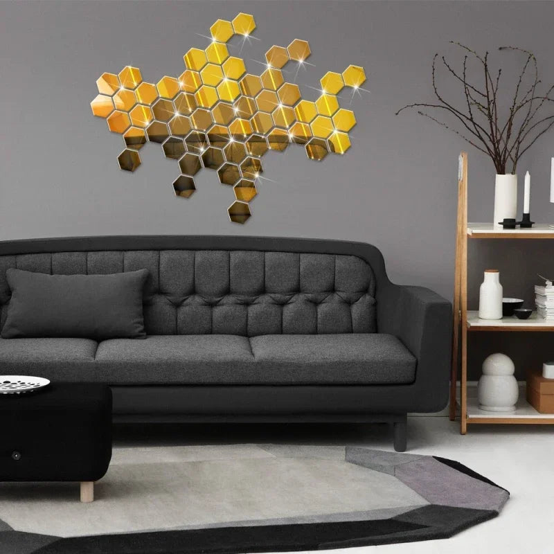 Hexagon 3D Mirror Wall Stickers
