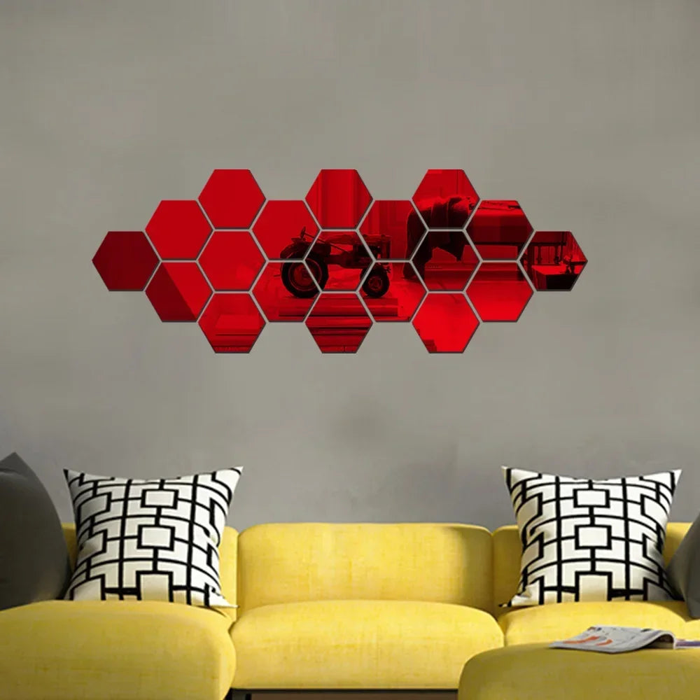 Hexagon 3D Mirror Wall Stickers