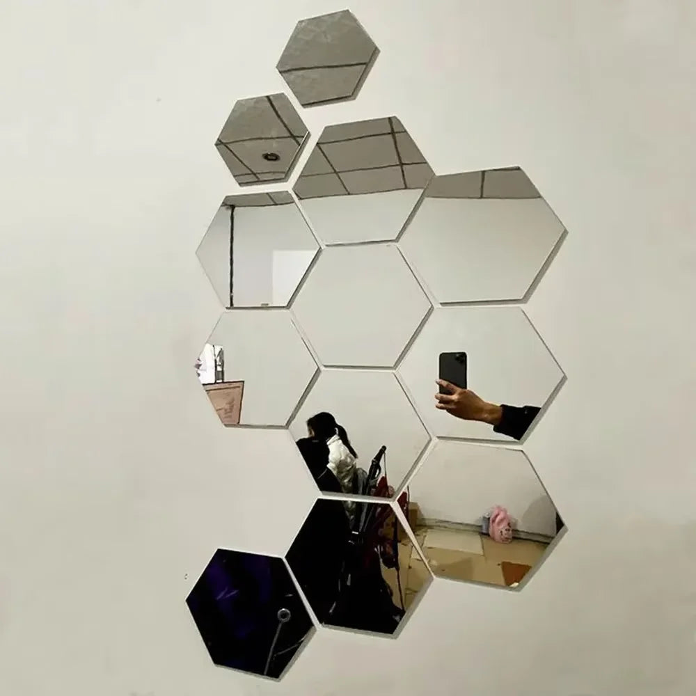 Hexagon 3D Mirror Wall Stickers