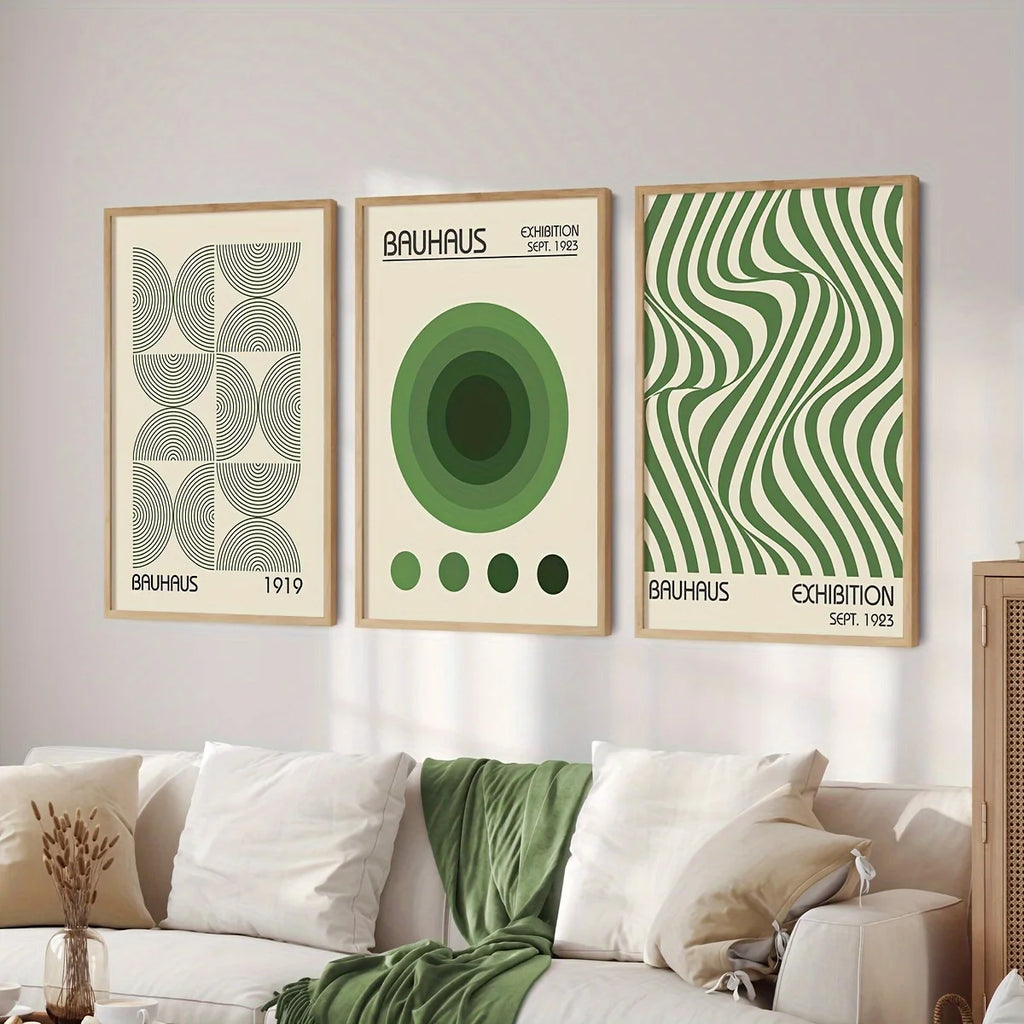 Green Bauhaus Geometric Art Prints