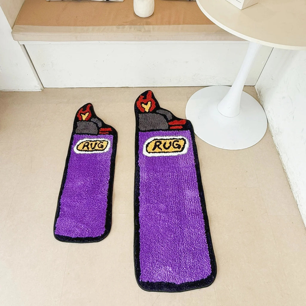 Purple Lighter Shaped Tufted Rug