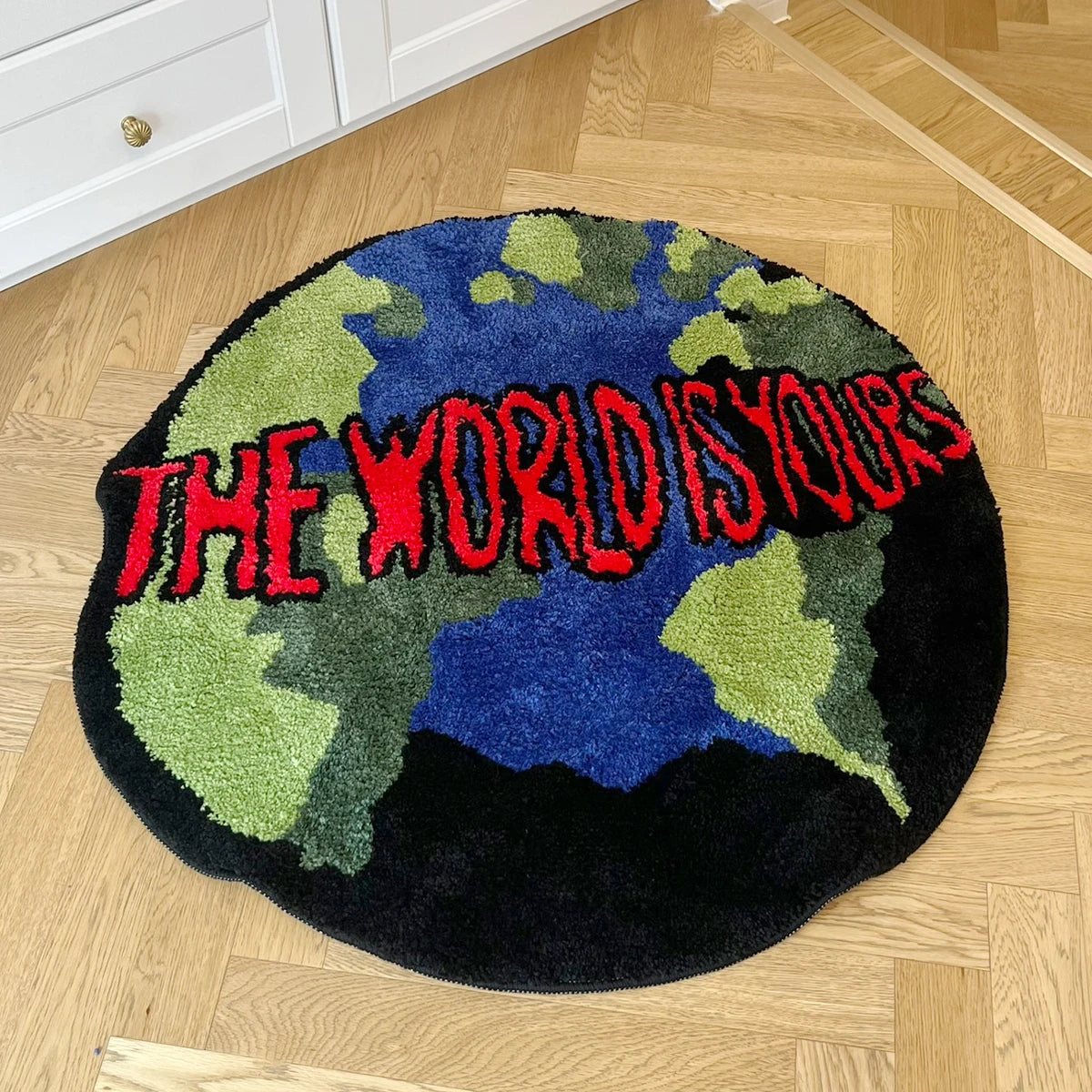 "The World Is Yours" Earth Round Rug