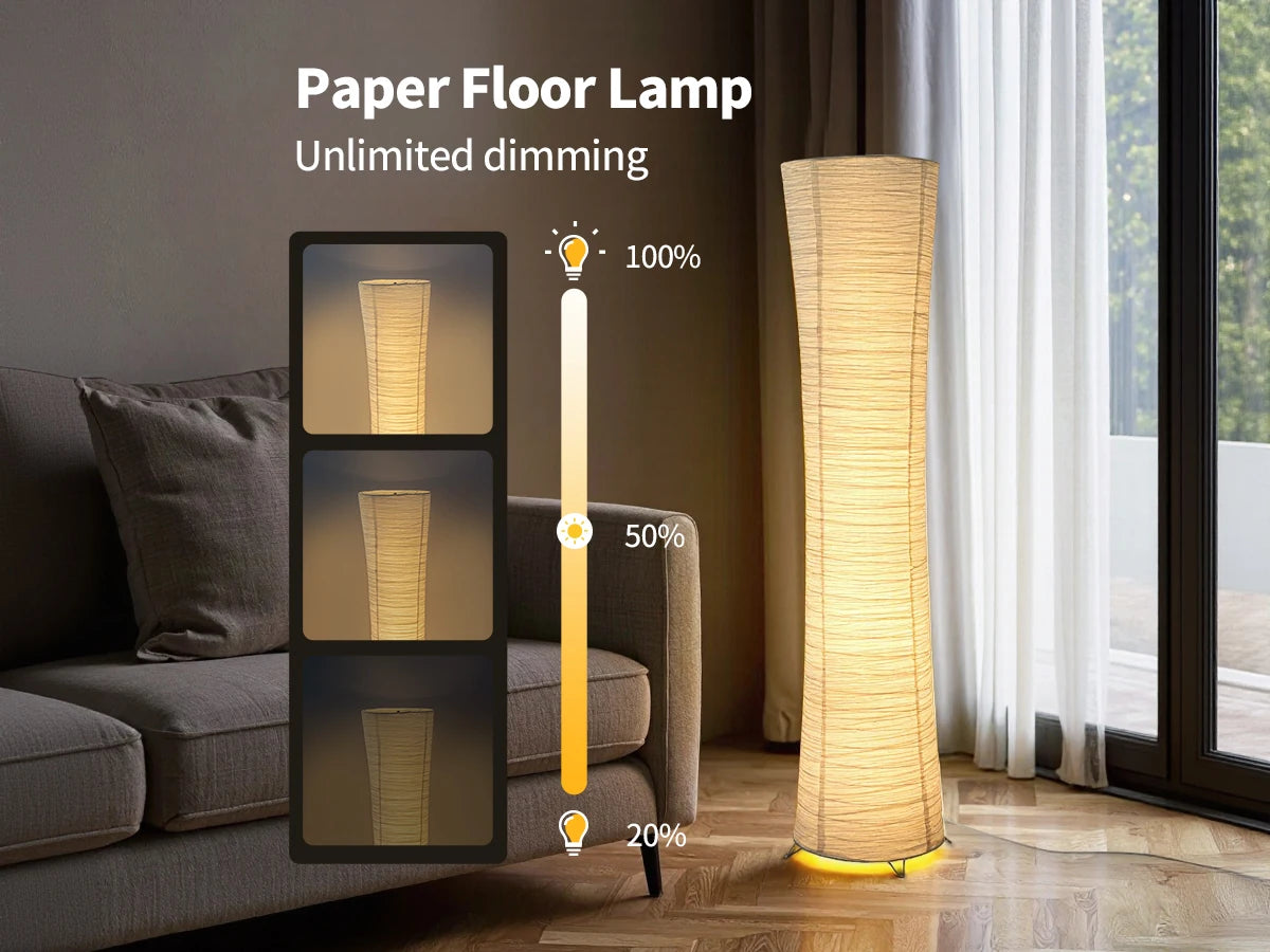 Paper Floor Lamp with Chrome Stand