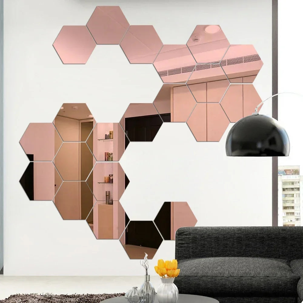 Hexagon 3D Mirror Wall Stickers