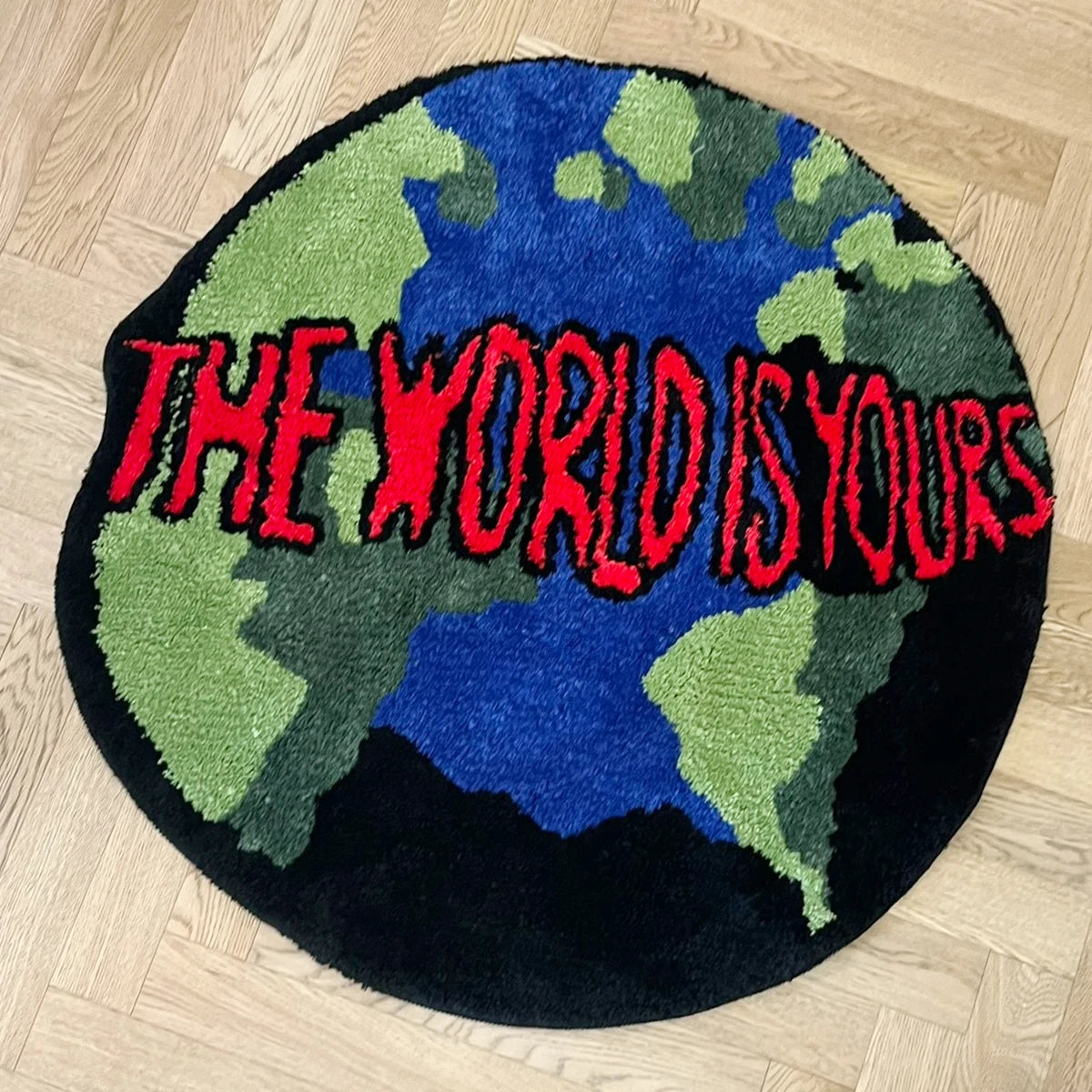 "The World Is Yours" Earth Round Rug