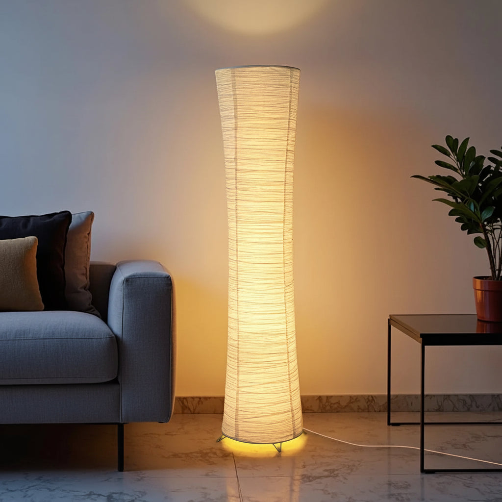 Paper Floor Lamp with Chrome Stand