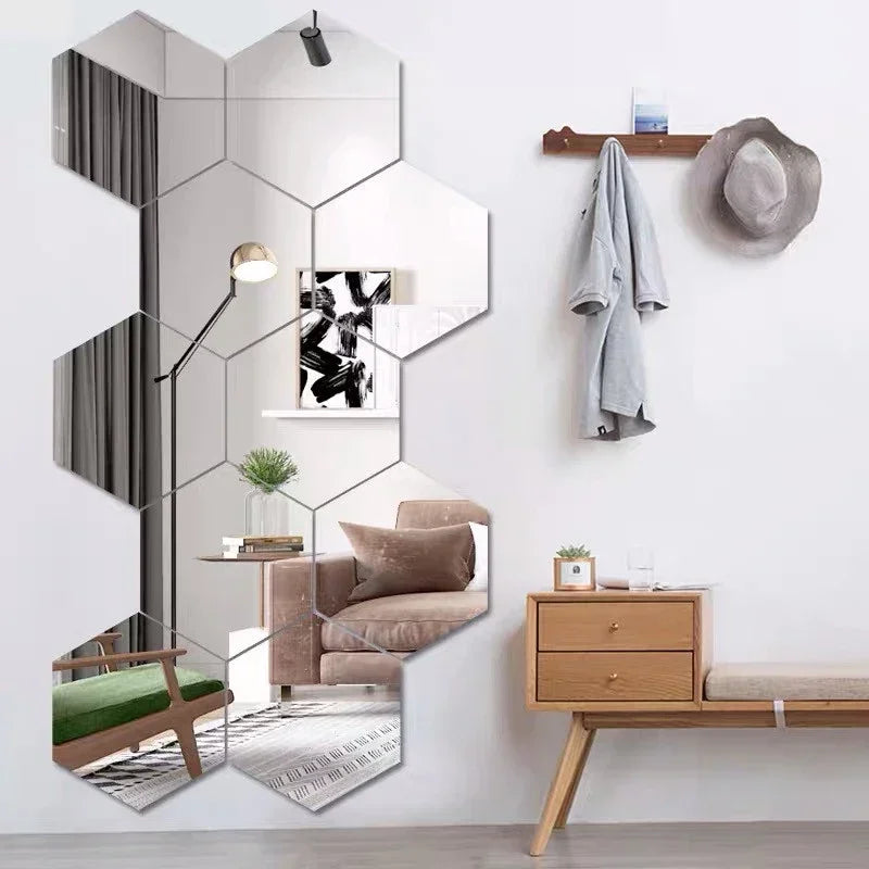 Hexagon 3D Mirror Wall Stickers