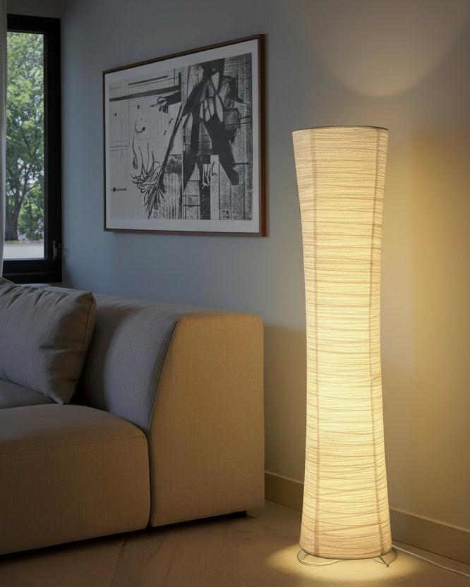 Paper Floor Lamp with Chrome Stand