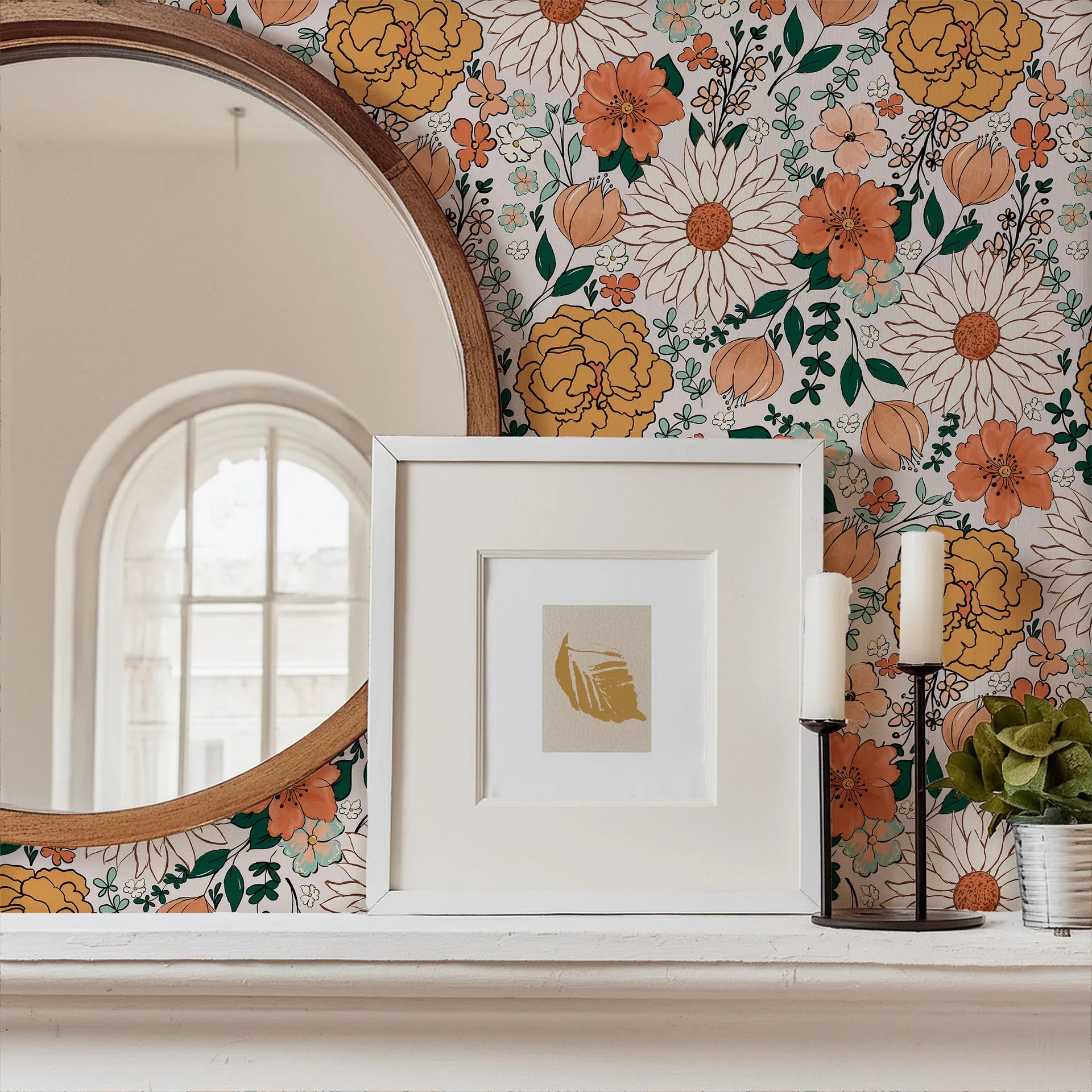 Retro Floral Peel & Stick Wallpaper