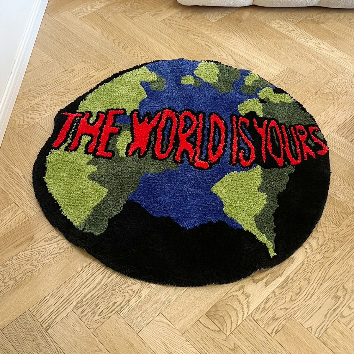 "The World Is Yours" Earth Round Rug