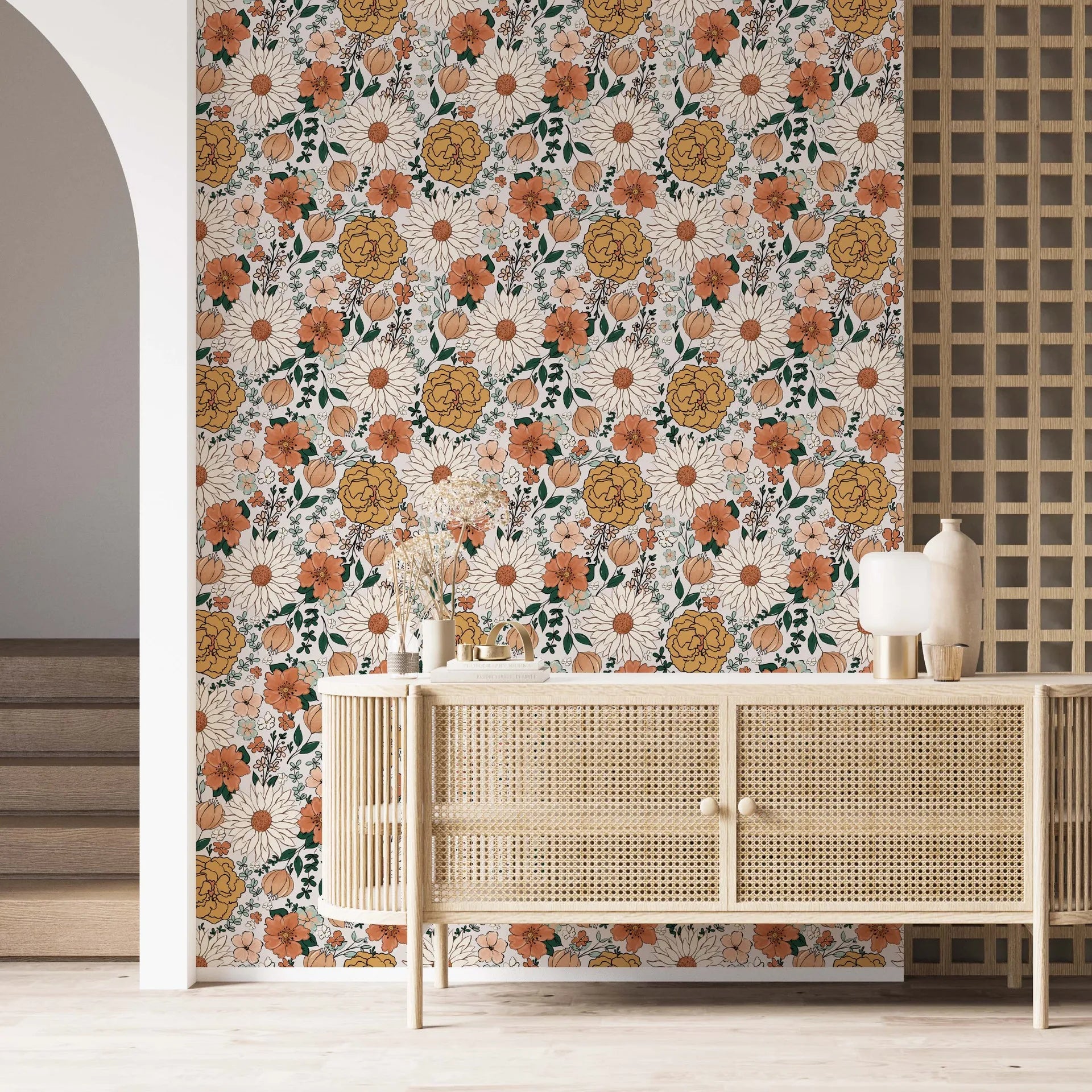 Retro Floral Peel & Stick Wallpaper