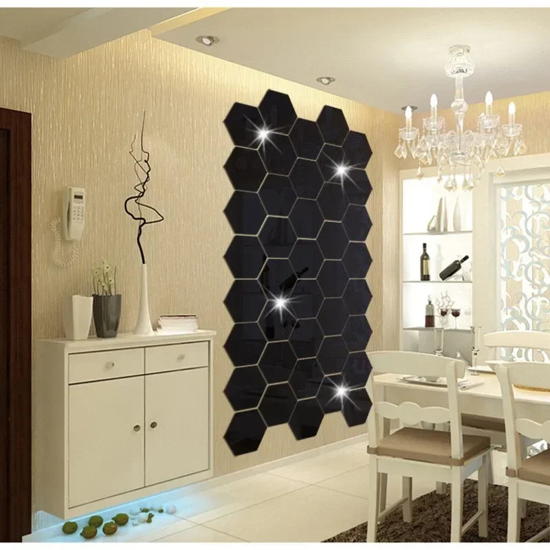 Hexagon 3D Mirror Wall Stickers