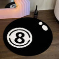 Black 8-Ball Pool Round Rug