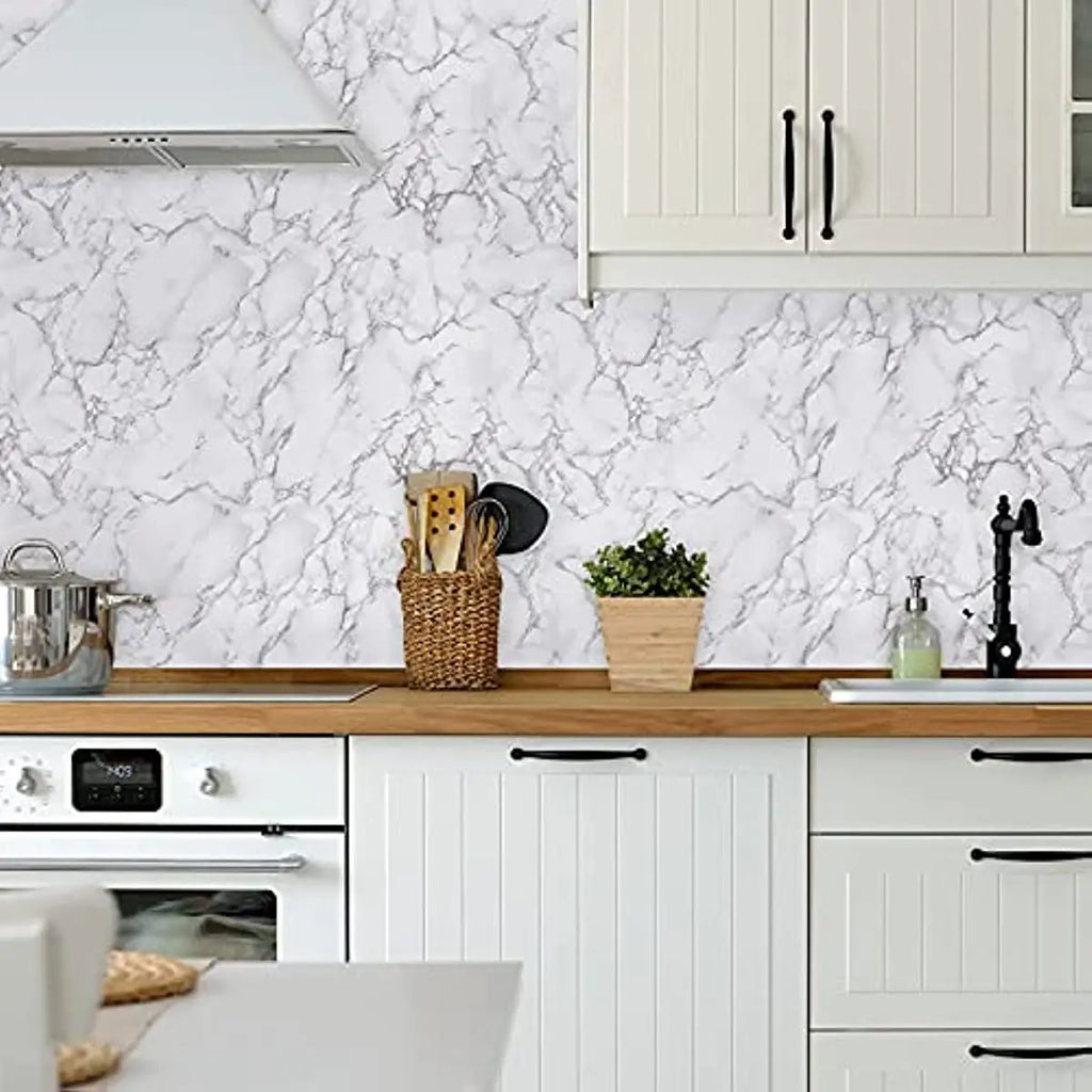 White Grey Marble Peel & Stick Contact Paper