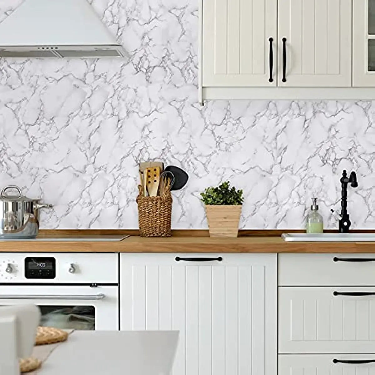 White Grey Marble Peel & Stick Contact Paper