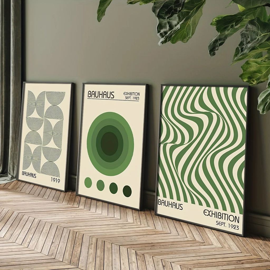 Green Bauhaus Geometric Art Prints