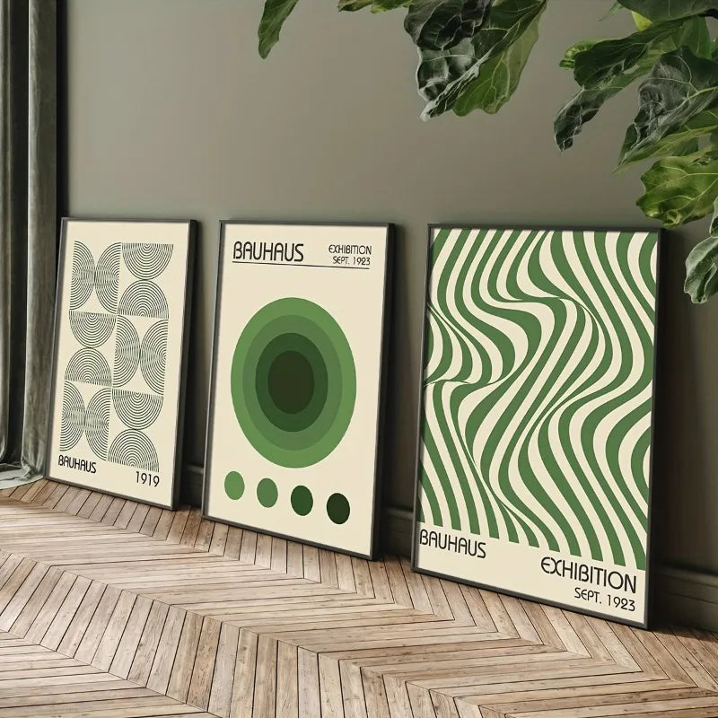 Green Bauhaus Geometric Art Prints