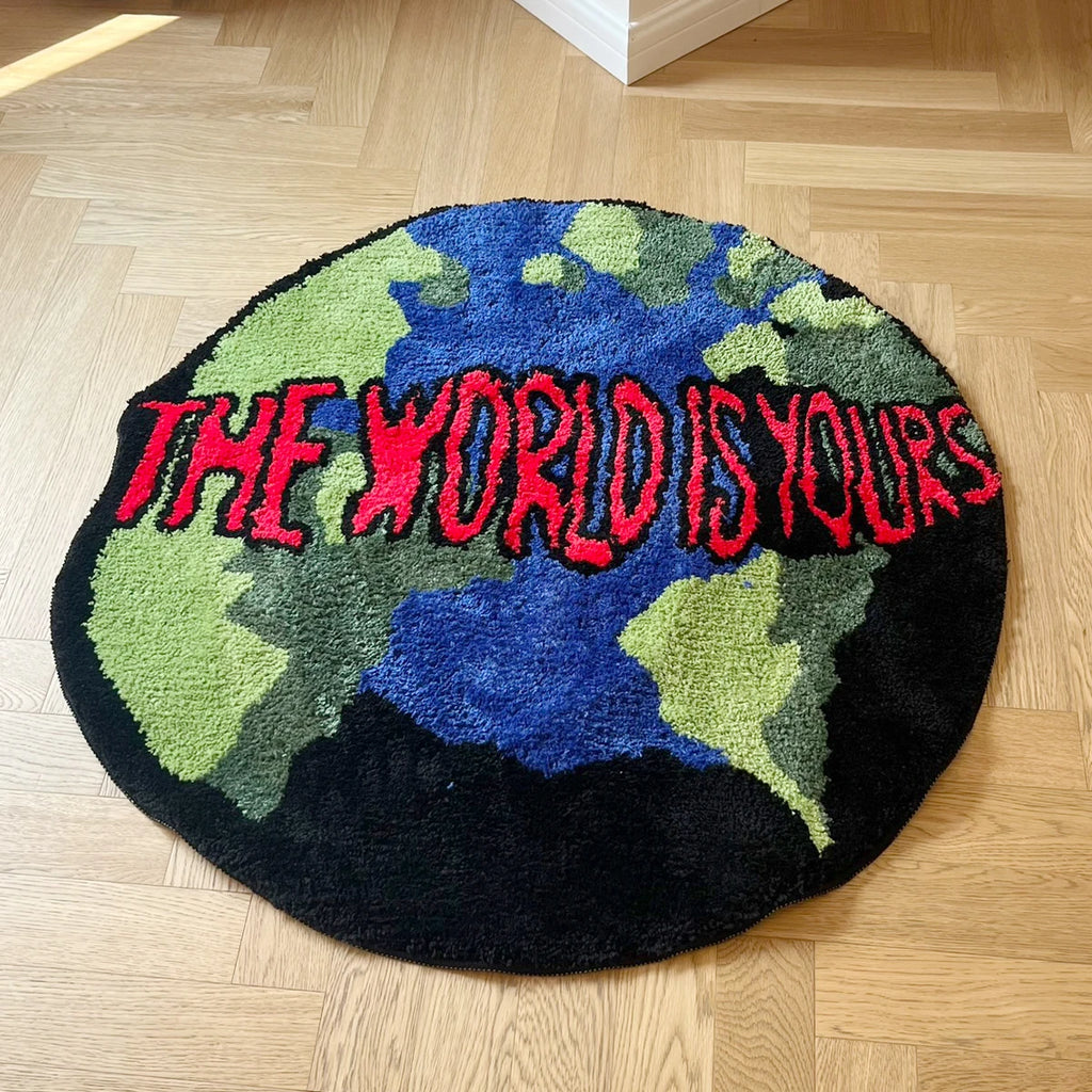 "The World Is Yours" Earth Round Rug